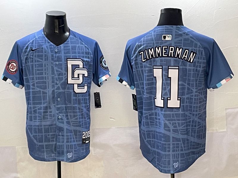 Men Washington Nationals 11 Zimmerman Blue Joint Name 2025 Nike MLB Jersey style 6